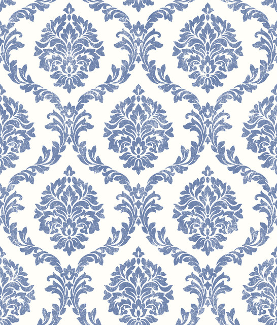 Saint Malo Blue Damask Wallpaper Swatch Saint Malo Blue Damask Wallpaper Swatch