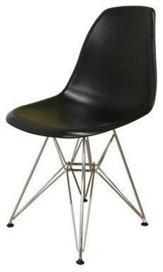 Mod Made Paris Tower Collection Side Chair With Chrome Leg, Black, Set of 2