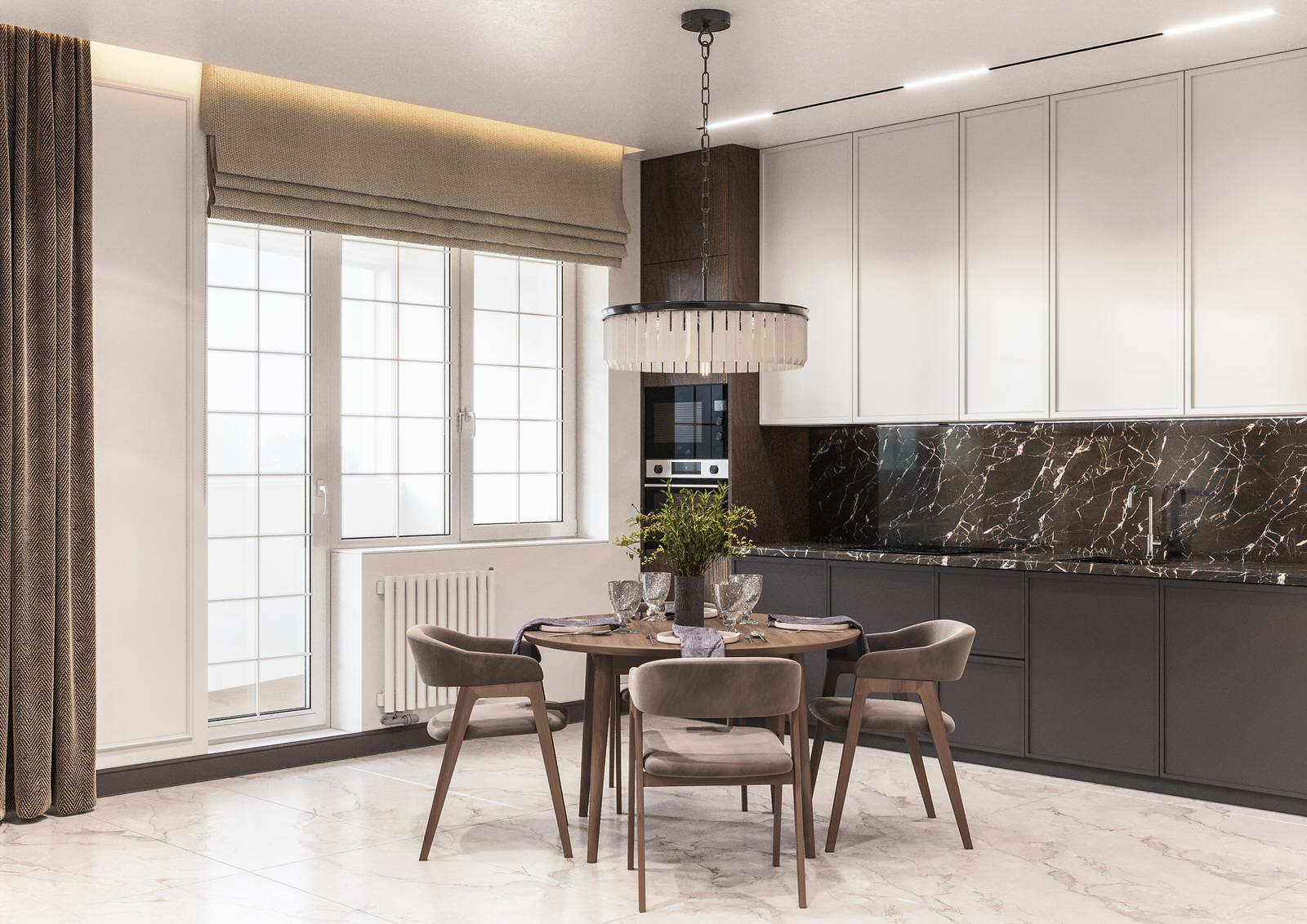 Кухня-гостиная в проекте квартиры 140 м2