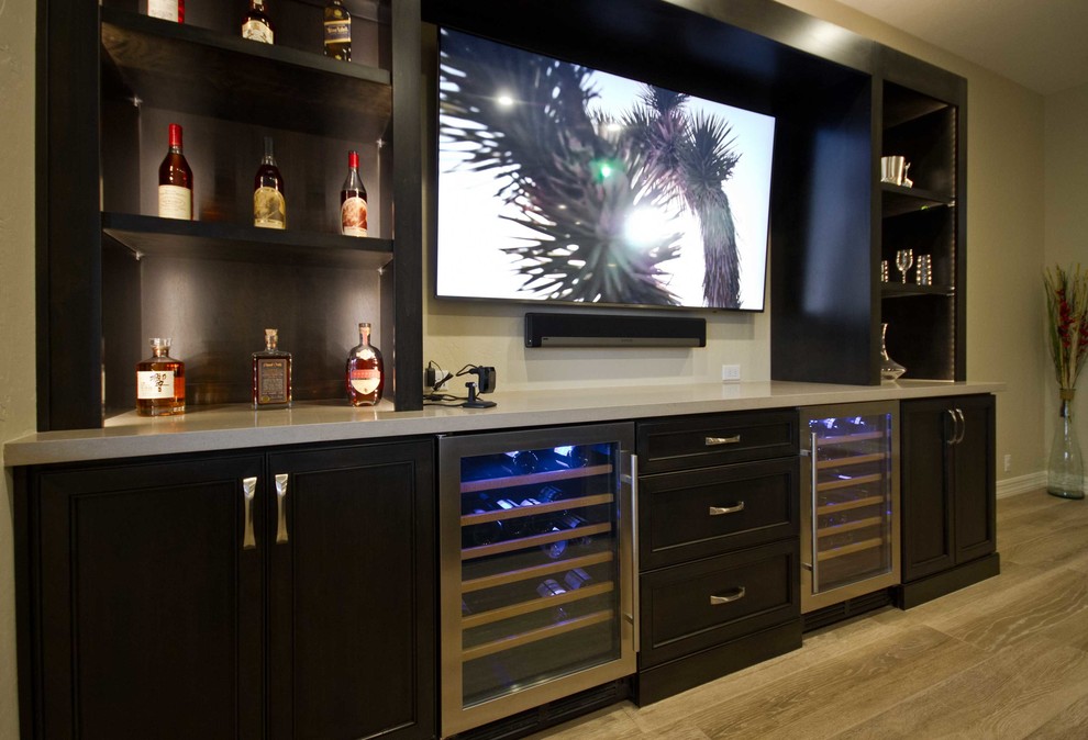 Inspiration for a transitional home bar in Phoenix.