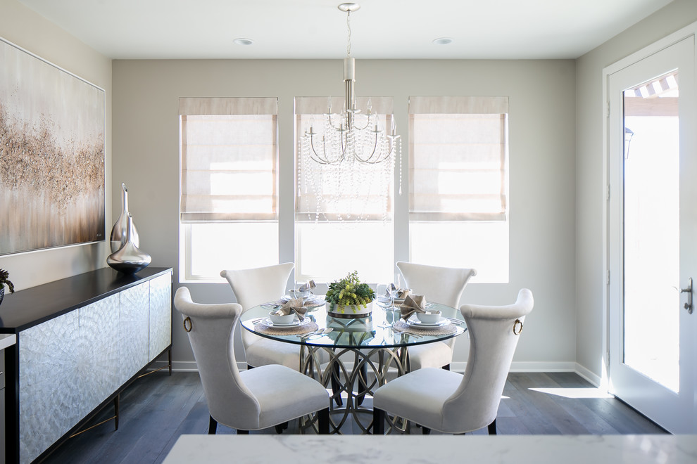 Example of a mid-sized transitional great room design in Orange County