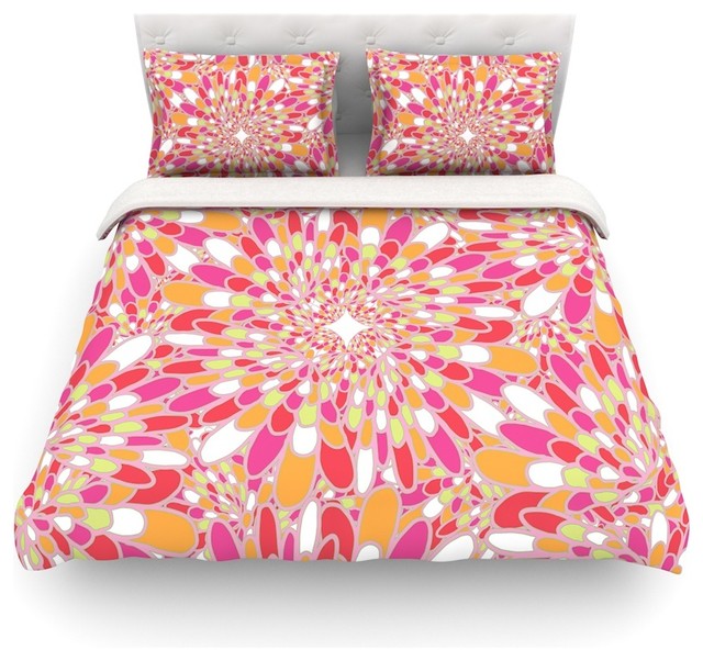 Miranda Mol Flourishing Pink Orange Duvet Cover Miranda Mol Flourishing Pink Orange Duvet Cover Cotton Twin Contemporary