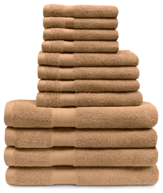 Superior 12-Piece 100-Percent Egyptian Cotton Black Towel Set