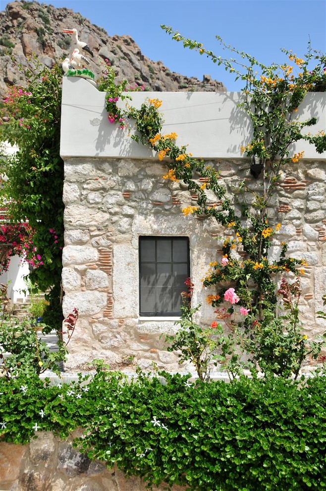 Photo of a mediterranean full sun garden in Other with a vertical garden.