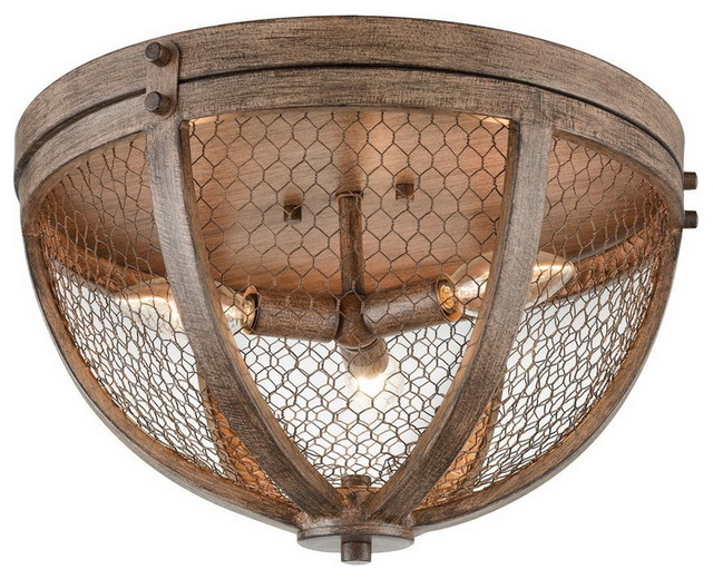 Vintage Flush Mount 3 Light Wood Grain Ceiling Farmhouse Vintage Flush Mount 3 Light Wood Grain Ceiling