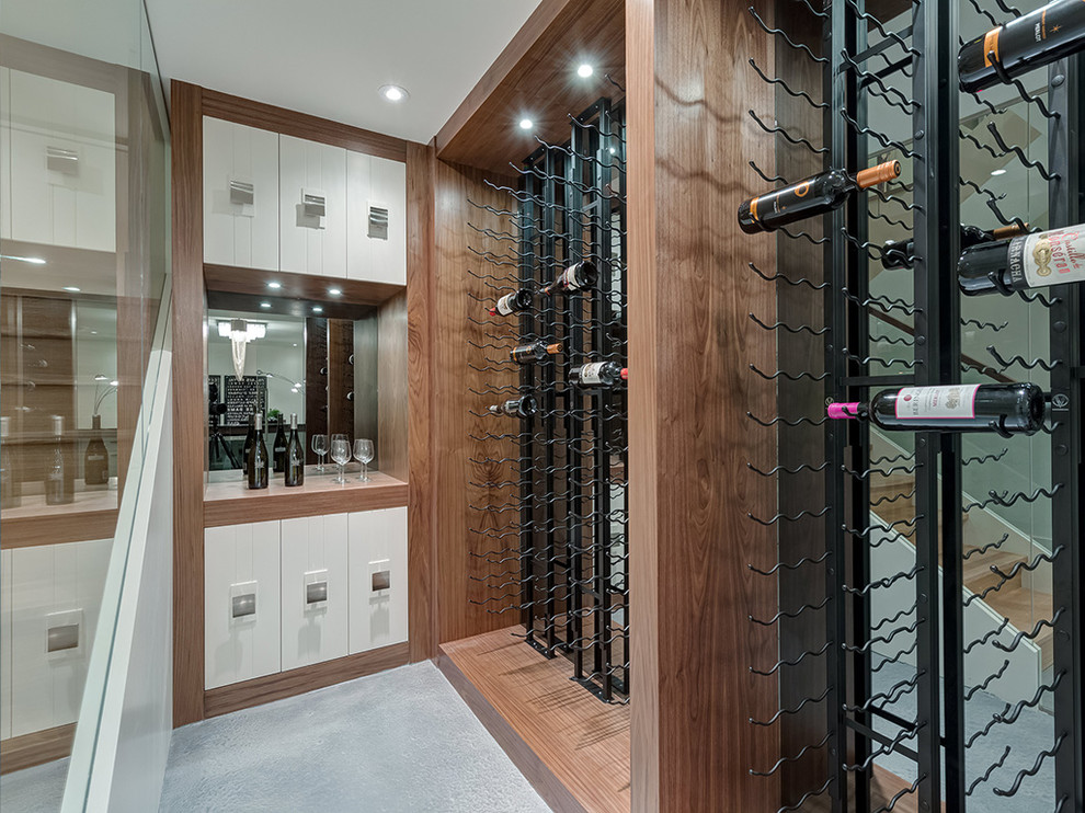 Design ideas for a contemporary wine cellar in Calgary.