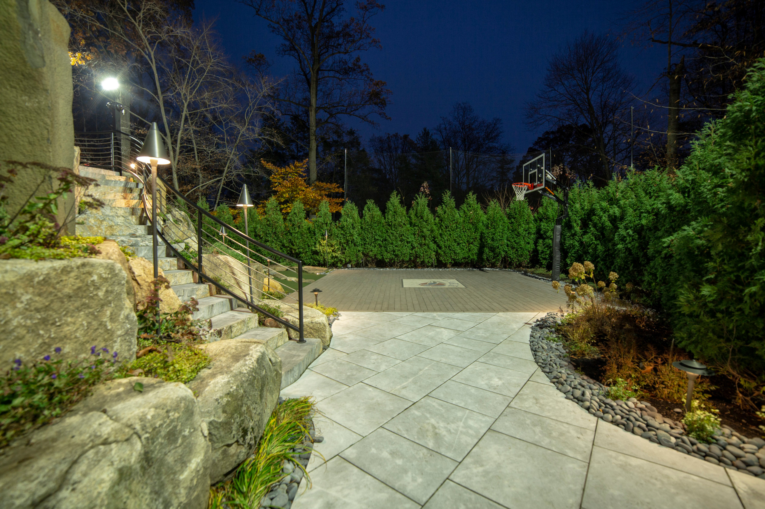 Backyard patio and lighting