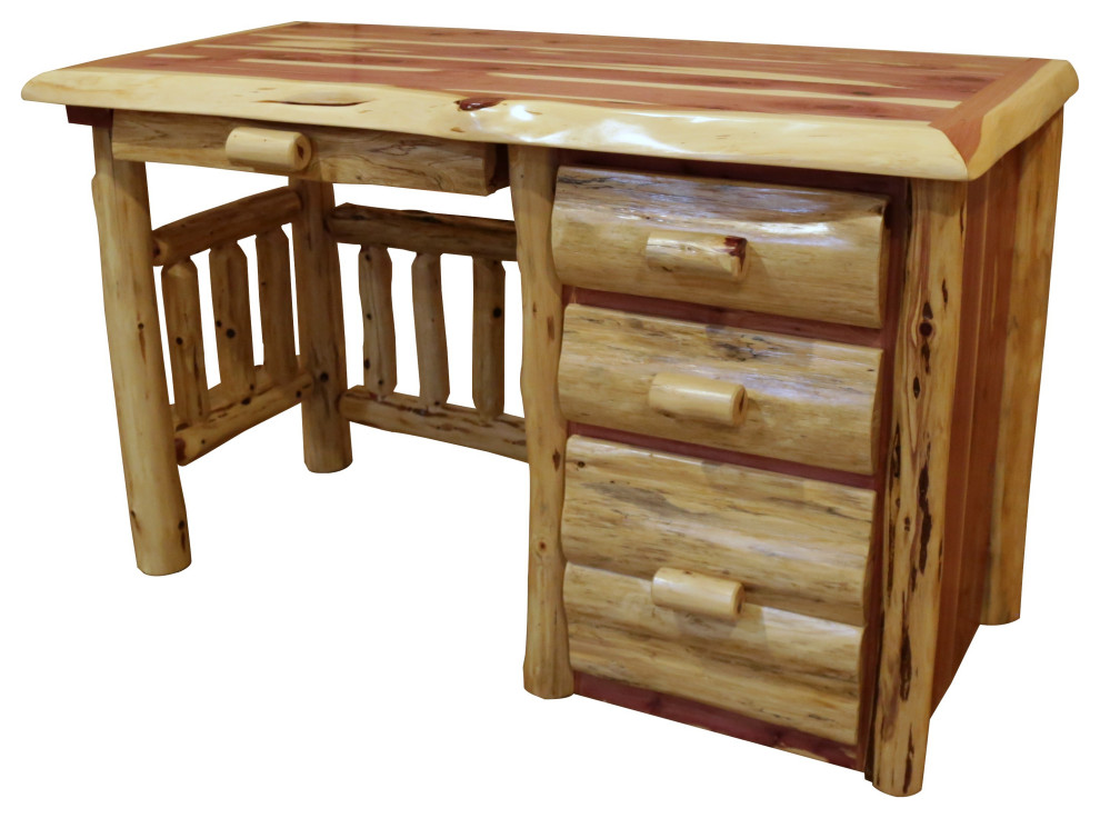Red Cedar Log File Desk Rustic Desks And Hutches by Furniture