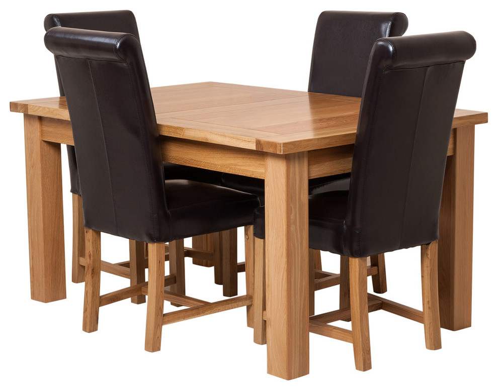 Seattle Oak Extending Dining Table, 4 Contemporary Oak Small Dining Table