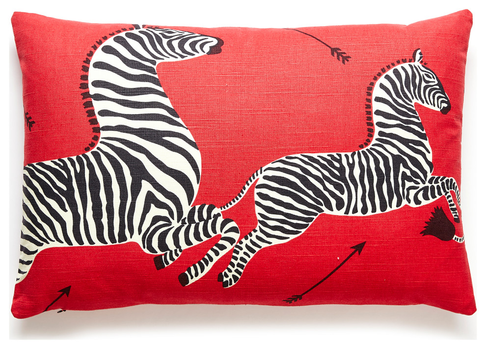 Zebras Lumbar Pillow, Masai Red, 22" X 14"