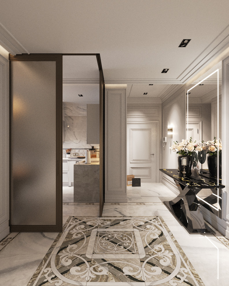 Светлая прихожая в современной классике