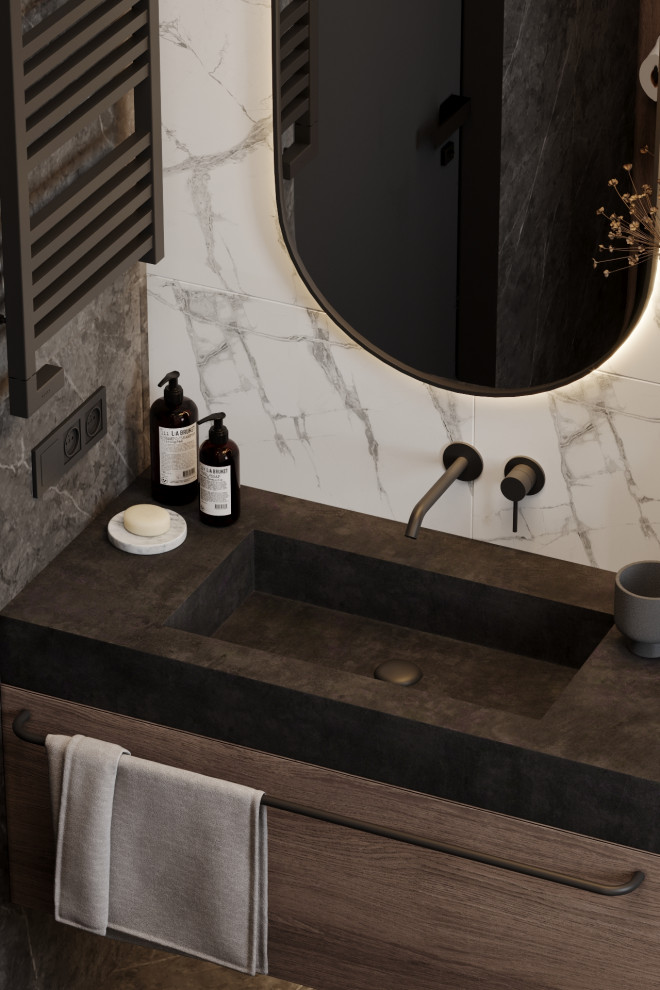 Визуализация кабинета и санузла в коттедже в д. Конохово