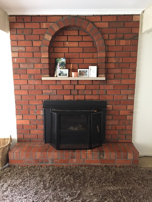 Tv Above Open Fire Place With Stack Stone