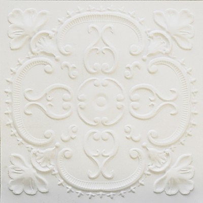 Alhambra - Faux Tin Ceiling Tile - 24"x24" - #217 ( White Matte)
