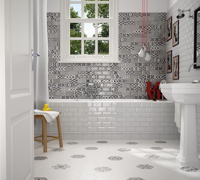 Metro PatchWork B&W 3x6 eclectic-bathroom Eclectic Bath Other Metro Eclectic Bath Other Metro Metro PatchWork B&W 3x6 eclectic-bathroom
