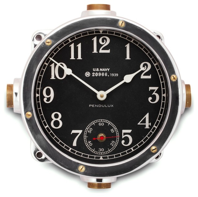 Navy Aluminum Master Clock Contemporary Wall Clocks by