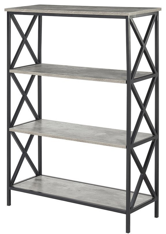 Convenience Concepts Tucson Four-Shelf Bookcase in Faux Birch Gray Wood Finish