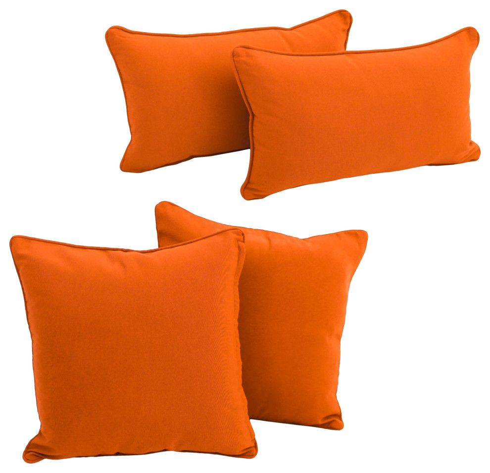 DoubleCorded Solid Twill Throw Pillows With Inserts, Set of 4