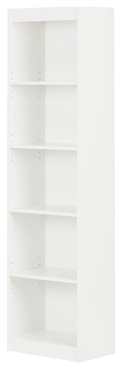 South Shore Axess 5-Shelf Narrow Bookcase in Pure White