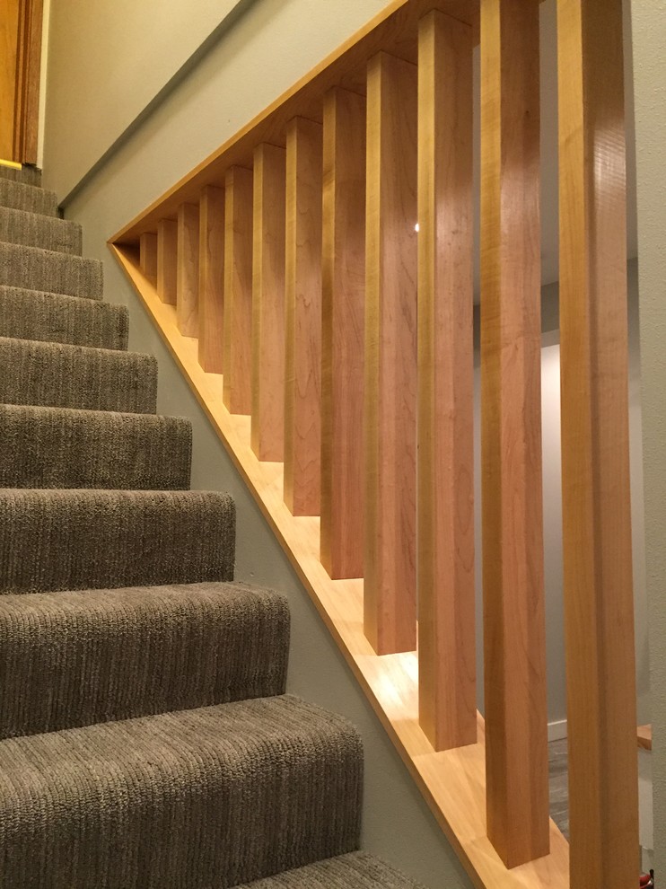 Mid-sized transitional staircase photo in Seattle