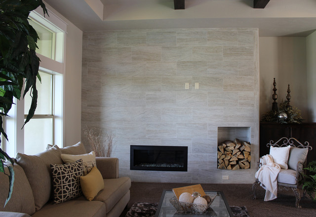 Tile Fireplace contemporary-living-room