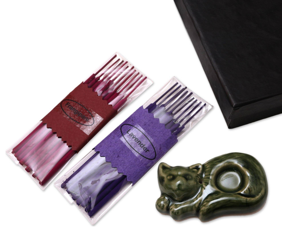 NOVICA Relaxed Cat, Aromatherapy Gift Set Home Fragrances by NOVICA