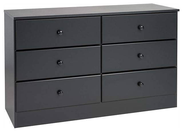Contemporary Dresser 6 Drawer And Solid Wood Knobs Smooth Running