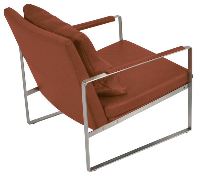 Zara Arm Chair Stainless Steel Base, Contemporary Leather Arm Chairs