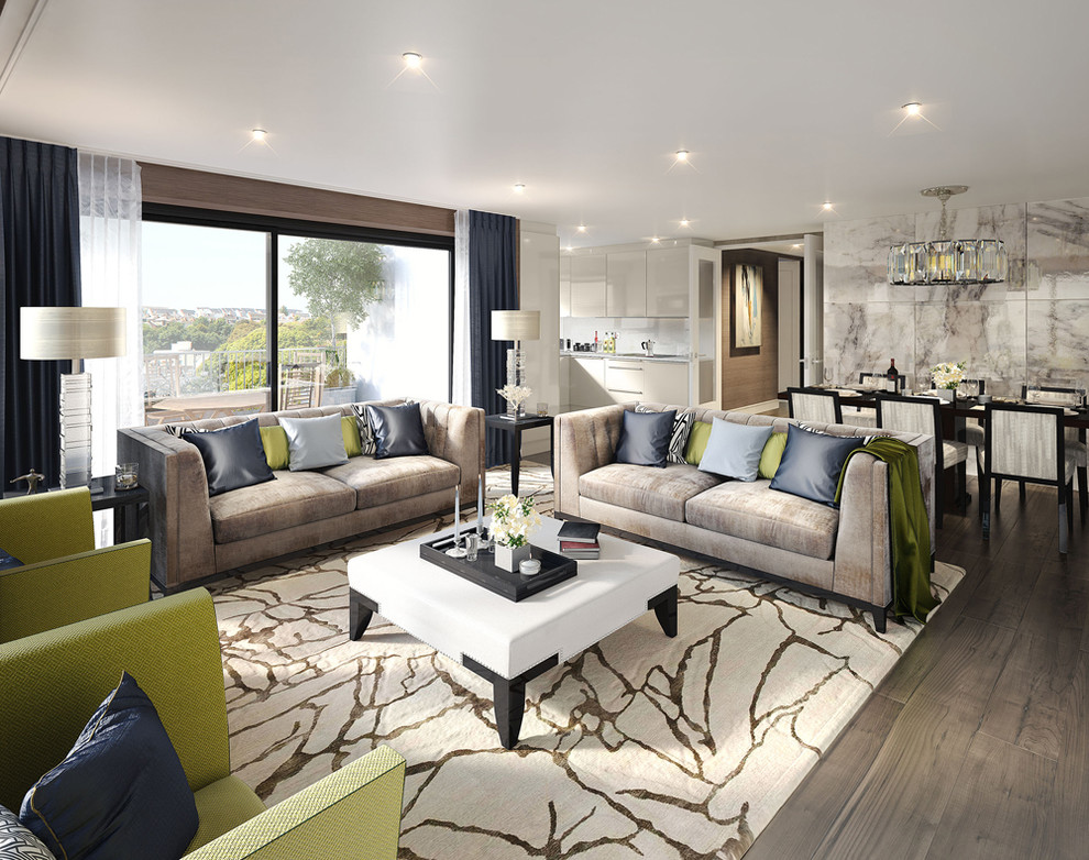 Design ideas for a contemporary living room in Channel Islands.