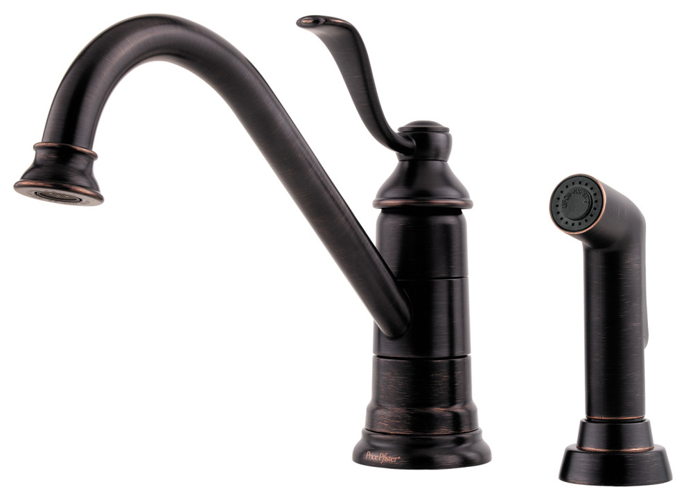 Portland 1Handle Kitchen Faucet With Side Spray, Tuscan Bronze