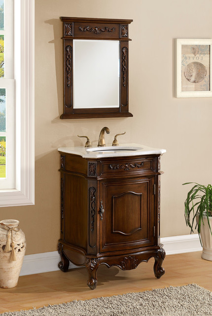 24 Inch Brown Classic Style Powder Room Debellis Small Bathroom Vanity ...