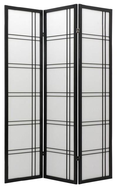 6 ft. Tall Double Cross Shoji Screen (3 Panels / White)