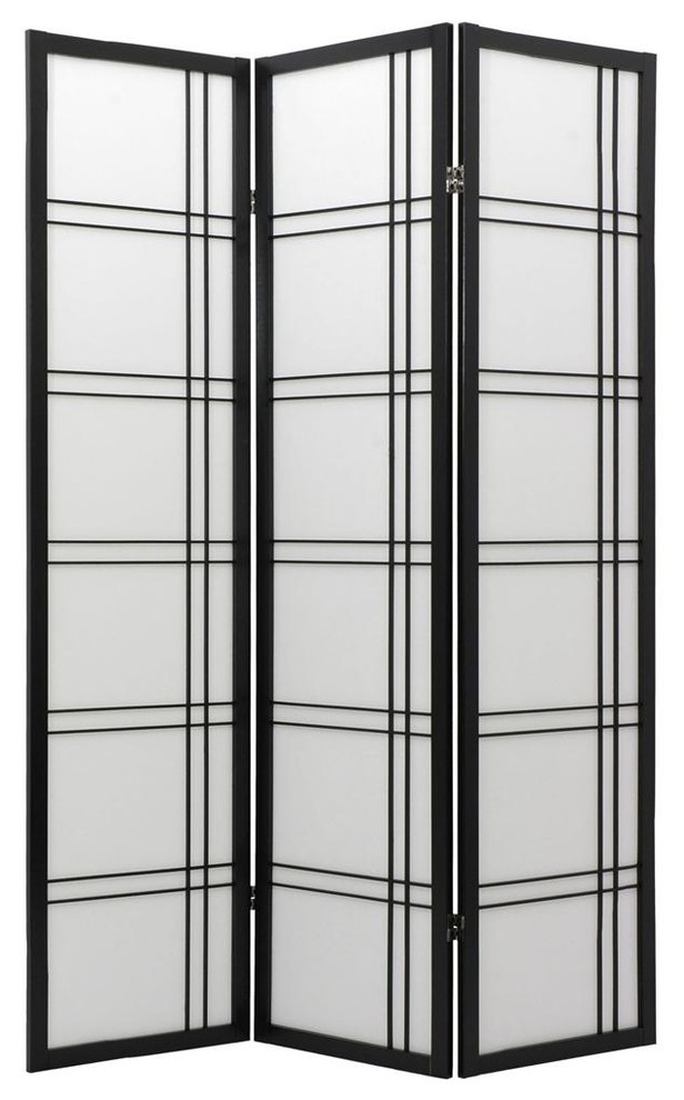 6 ft. Tall Double Cross Shoji Screen (3 Panels / White)