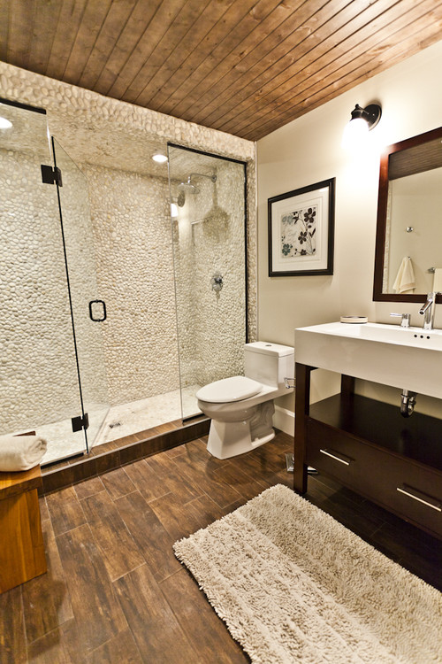 wood plank tile bathroom design