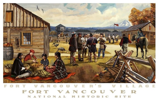 Paul A. Lanquist Fort Vancouver Village, Fort Vancouver Art Print, 12"x18"