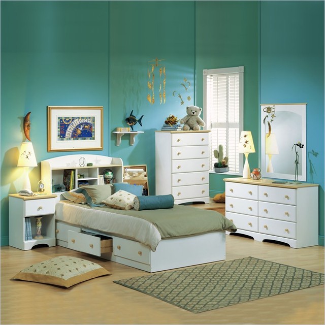 South Shore Newbury Kids Twin Captain's 3-Piece Bedroom Set in White Finish