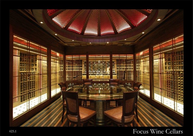 Residential Walk In Wine Cellar With Tasting Room