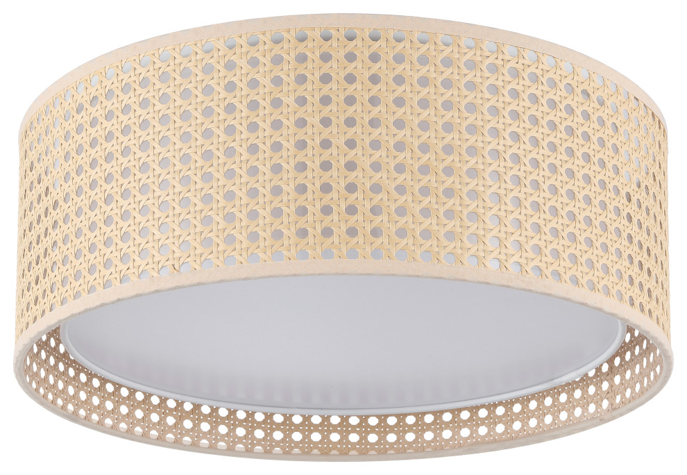 3Light Rattan Drum Flush Mount Ceiling Light Tropical Flushmount