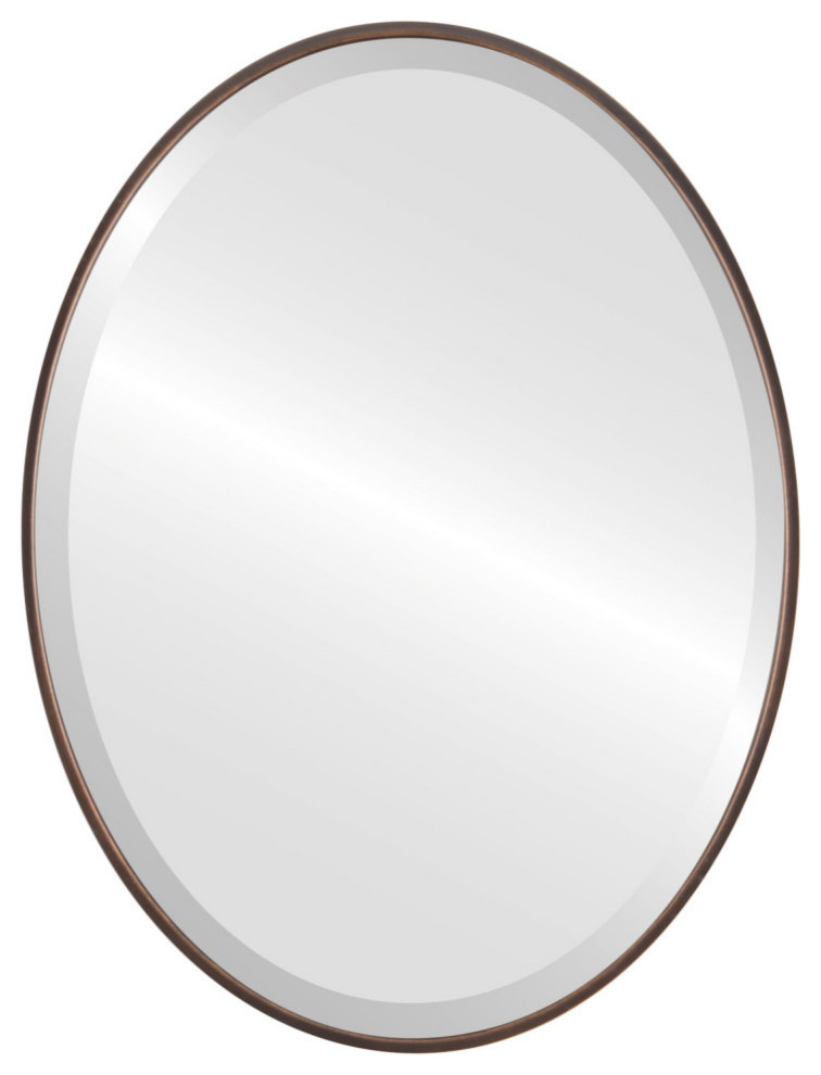 Medina Framed Oval Mirror, Rubbed Bronze, 13"x17" Transitional Bathroom Mirrors by The