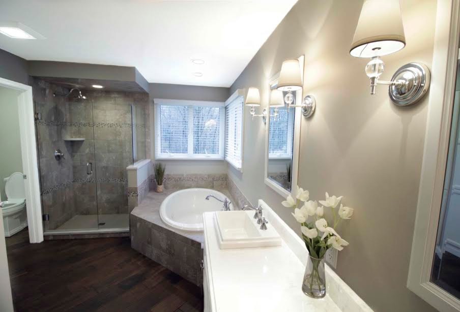 Mid-sized transitional bathroom in Other.