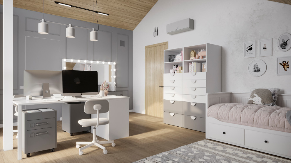 Барнхауз с мансардными окнами в серых оттенках