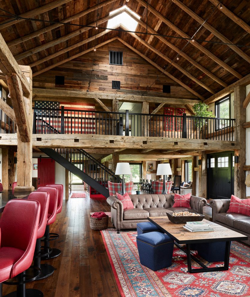 This is an example of a rustic living room in Boston.