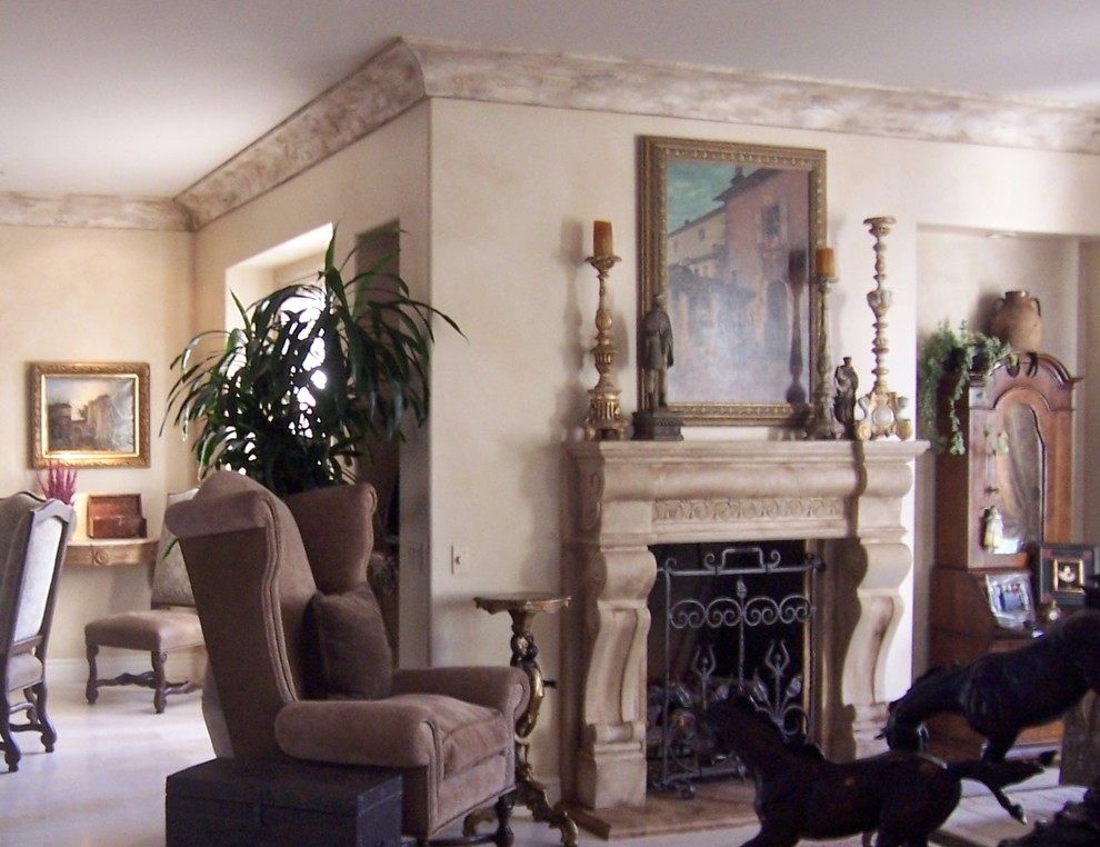 Painted Marbles / Faux Stone, Stone columns and Mantles - Traditional - Living Room - Orange 