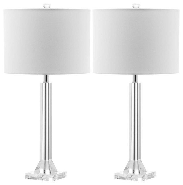 Tyrone Crystal Column Lamp In Clear Set Of 2 Transitional Tyrone Crystal Column Lamp In Clear Set Of 2
