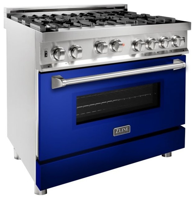 ZLINE Professional Gas on Gas Range in Stainless Steel with Blue Gloss