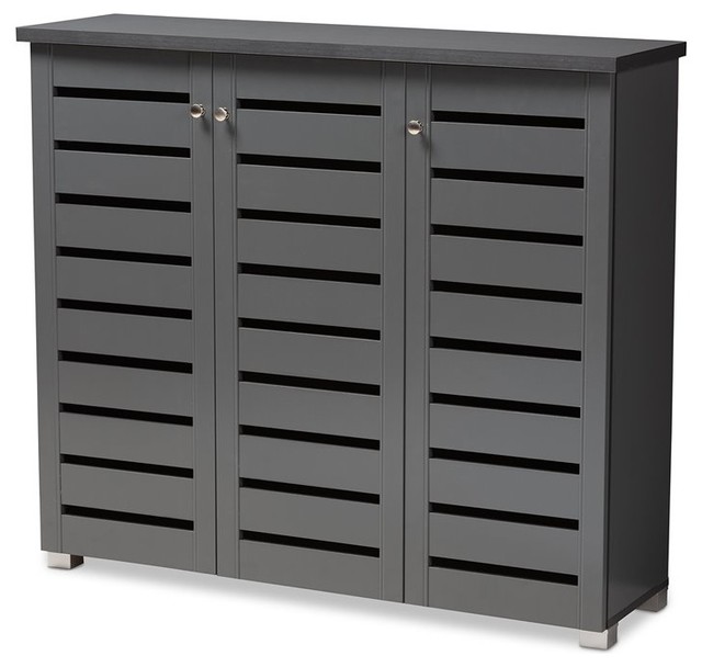 adalwin dark gray 3-door wooden entryway shoe storage cabinet