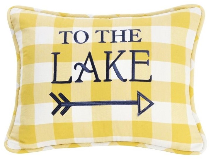 To The Lake Plaid Cabin Throw Pillow Farmhouse Decorative