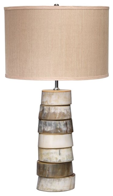 Elegant Stacked Horn Disks Table Lamp, Saratoga Rustic Pottery Table Lamp Bases