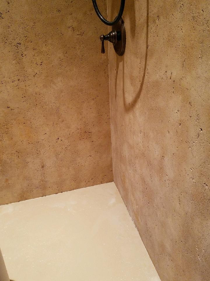 Concrete shower wall and floor color peeling and fading