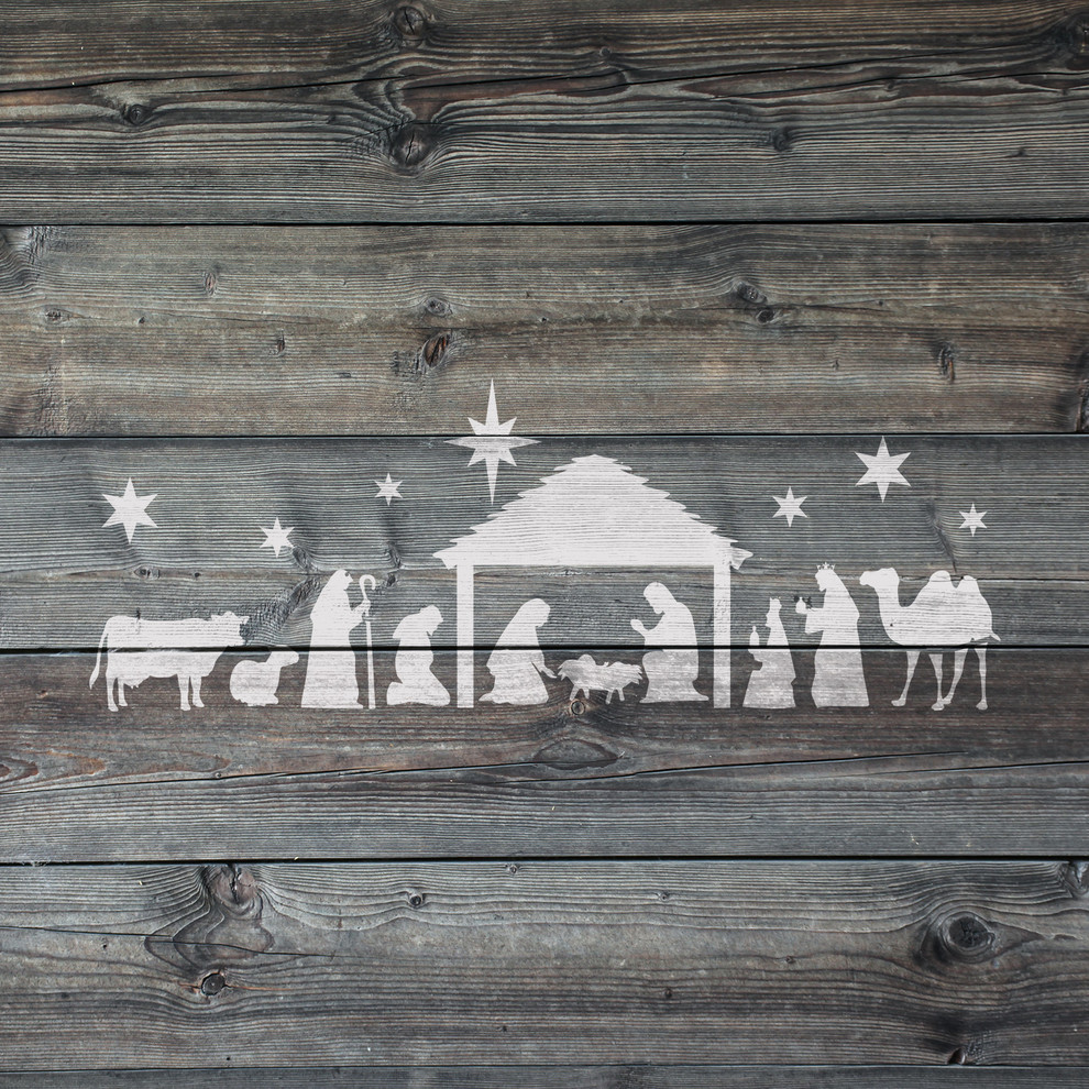 Nativity Stencil Template, Reusable Stencil of Nativity Scene